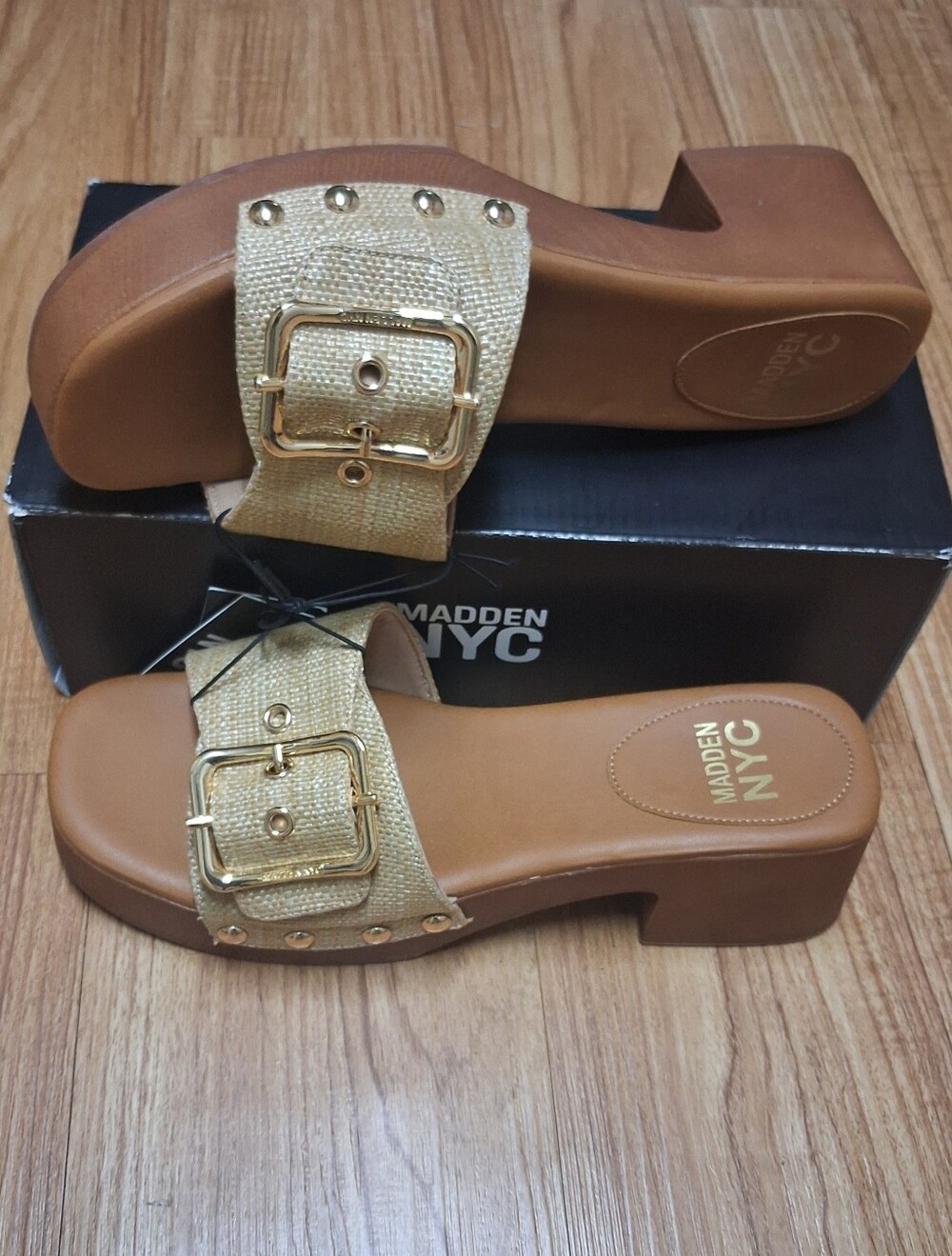 Madden NYC clog Heel Sandals Adjustable Buckle Straps Women’s  NEW